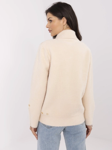 Jasnobeżowa kurtka alpaka z ozdobnymi zatrzaskami