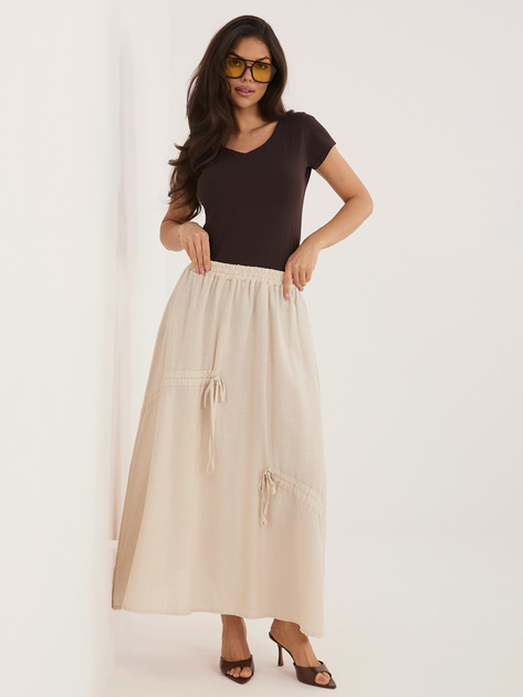 Beżowa midi spódnica z wiązaniami