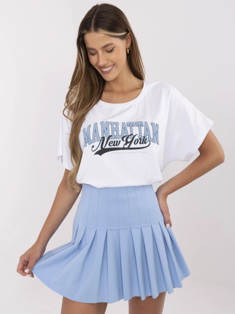 Biały damski t-shirt oversize z nadrukiem