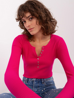 Hurt Fuksjowa bluzka z dekoltem V BASIC FEEL GOOD