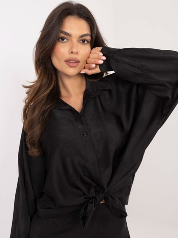 Hurtownia online Czarna koszula oversize w kwiaty