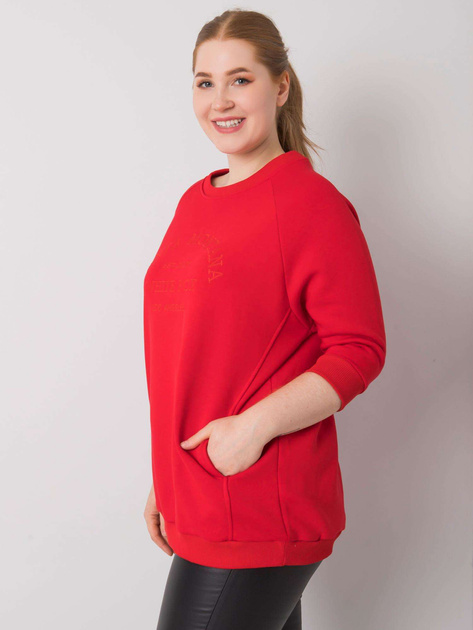 Czerwona bluza plus size bez kaptura Vincente
