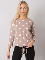 Ciemnobeżowa bluzka w grochy Riverton RUE PARIS