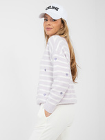 Jasnofioletowy sweter sweter oversize w paski