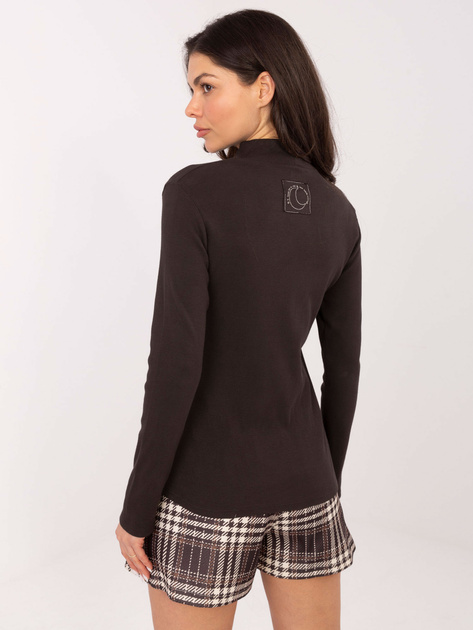 Czekoladowa dopasowana bluzka w prążek