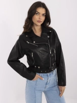 Czarna damska kurtka ramoneska z suwakami