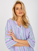 Hurt Fioletowa boho bluzka z nadrukiem i rękawem 3/4 SUBLEVEL