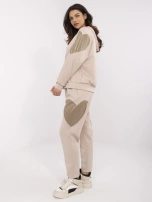 Hurt Beżowo-ciemnobeżowy komplet z bluzą oversize