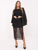 Czarna midi spódnica z koronki RUE PARIS