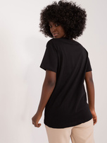 Hurt Czarny bawełniany t-shirt z aplikacjami