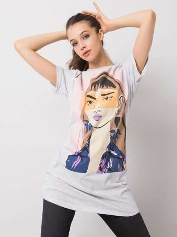 Jasnoszara tunika z nadrukiem Circe SUBLEVEL