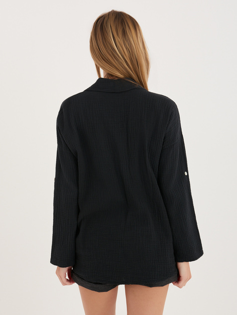 Czarna muślinowa koszula na lato