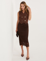 Brązowa koronkowa spódnica z podszewką