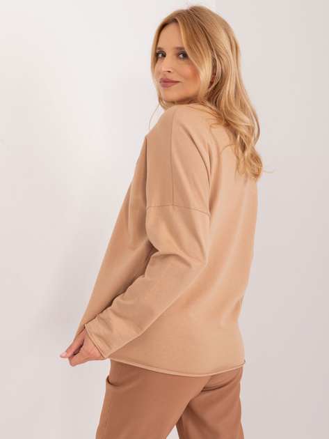 Hurtownia Beżowa luźna bluzka z bawełny