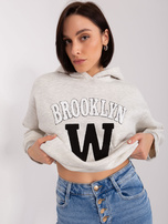 Hurt Jasnoszara melanżowa damska bluza z kapturem z bawełny