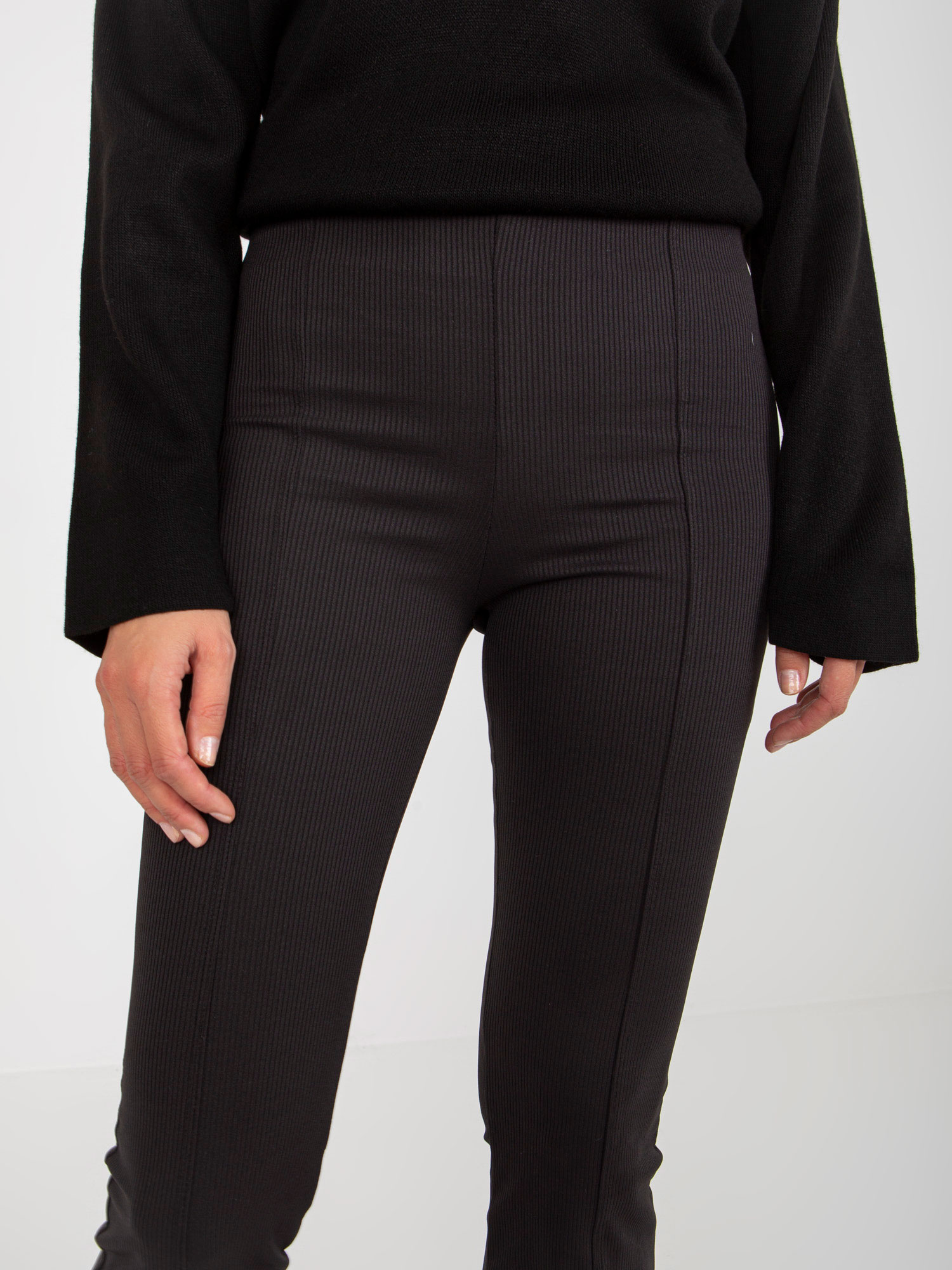Wholesale Black Striped Leggings with Slits