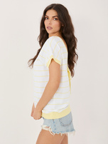 Jasnożółta bawełniana bluzka w paski