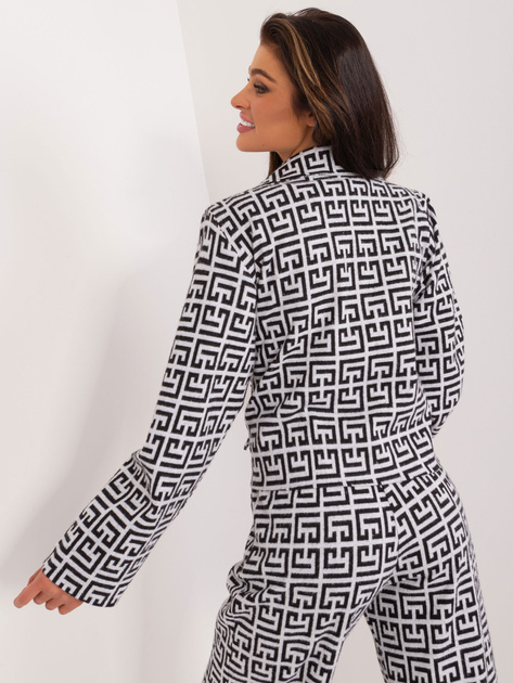 Hurt Szaro-czarna dwurzędowa marynarka w geometryczny wzór