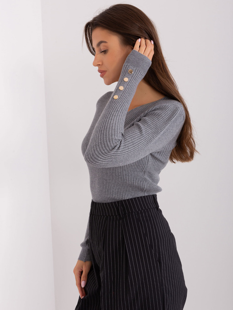 Hurtownia Ciemnoszary sweter klasyczny z wiskozą