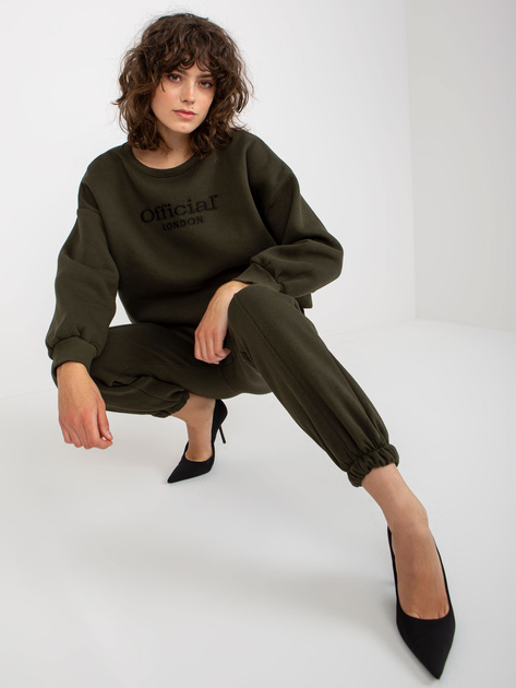 Hurtownia Khaki dwuczęściowy komplet dresowy z napisami