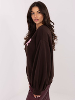 Ciemnobrązowa bluza oversize z napisem RUE PARIS 