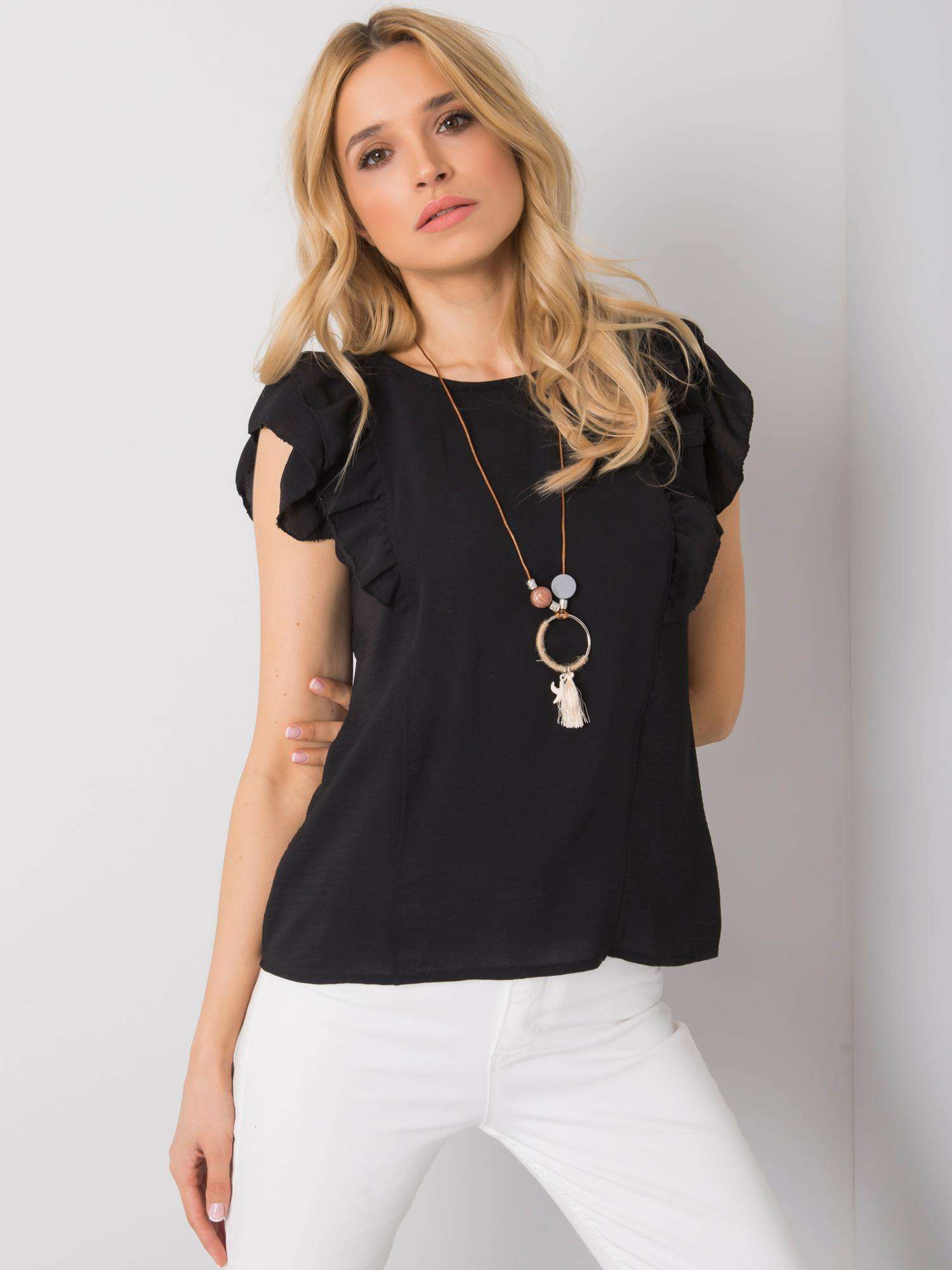 Schwarze Bluse mit Rüschen Macy OCH BELLA.
