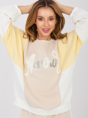 Beżowa bluza oversize bez kaptura RUE PARIS 