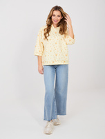 Pastelowa żółta damska bluza oversize w kwiatki 