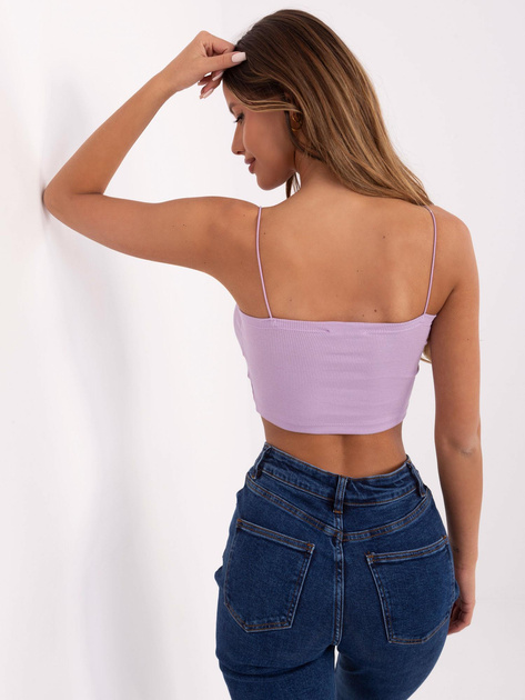 Hurt Liliowy krótki top basic w prążek SUBLEVEL