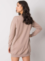 Dunkelbeige Kleid mit Tasche Hanely RUE PARIS.