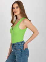 Hurt Jasnozielone bawełniane body basic w prążek