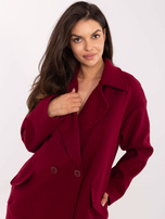 Bordowy płaszcz o kroju oversize RUE PARIS