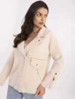 Jasnobeżowa kurtka alpaka z kieszeniami