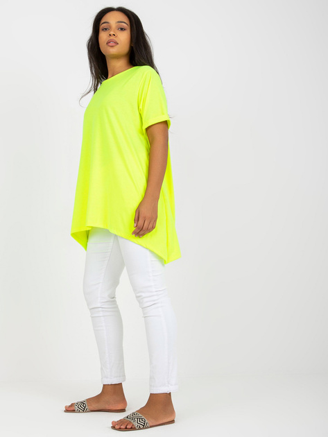 Hurt Fluo żółta wiskozowa tunika plus size z krótkim rękawem
