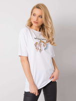 Biały t-shirt z printem Jasmine RUE PARIS