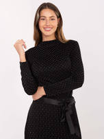 Czarna elegancka bluzka z dżetami RUE PARIS 