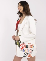 Kremowa damska marynarka z tropikalnym nadrukiem