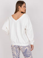 Ecru-modra bombažna oversized bluza z natisom.