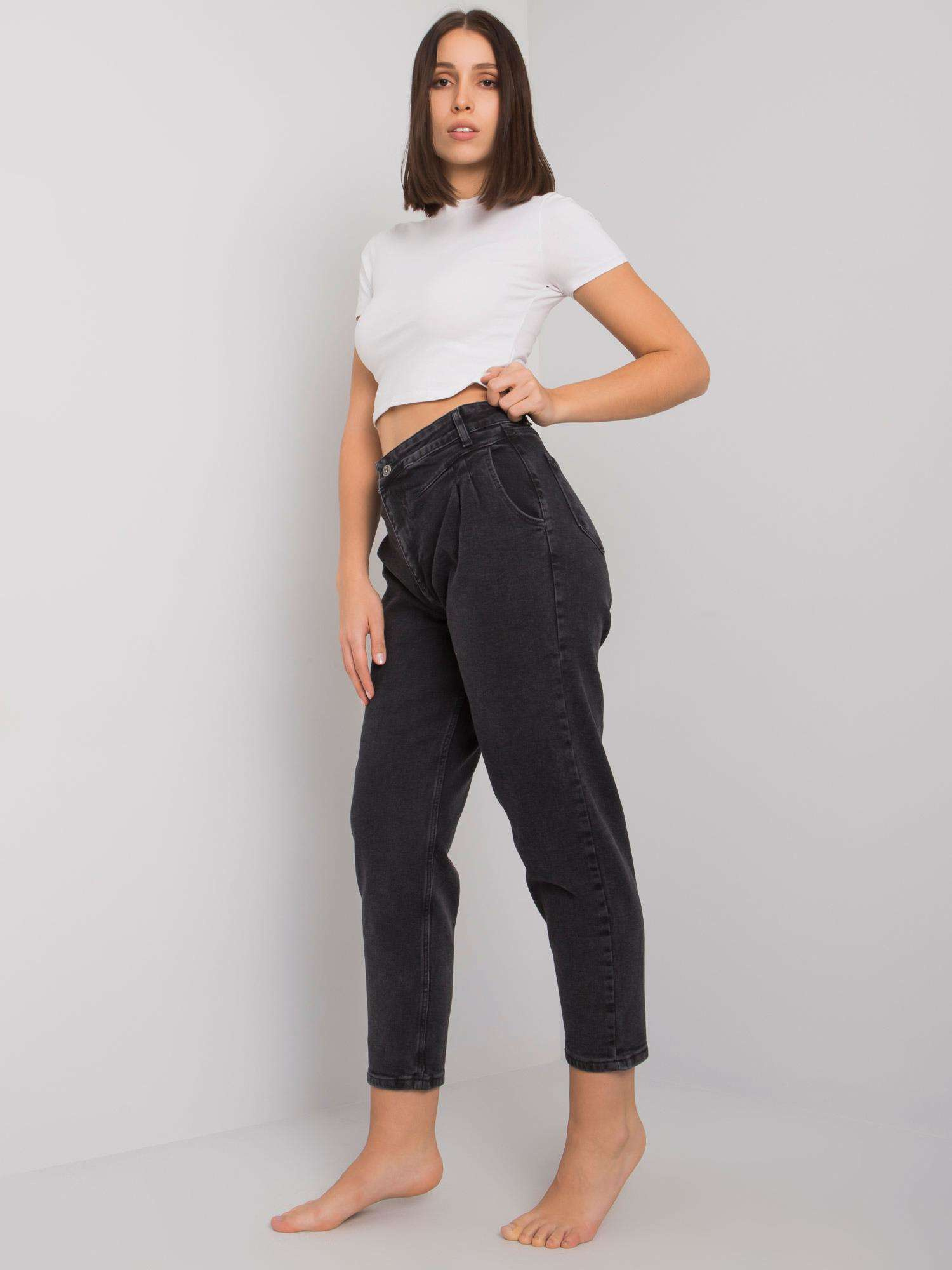 Ciemnoszare proste jeansy plus size Johana