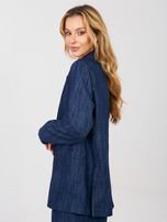 Granatowa jeansowa marynarka z kieszeniami RUE PARIS 