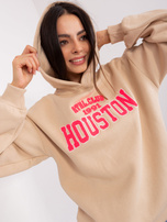 Hurtownia Beżowa dresowa bluza z kapturem