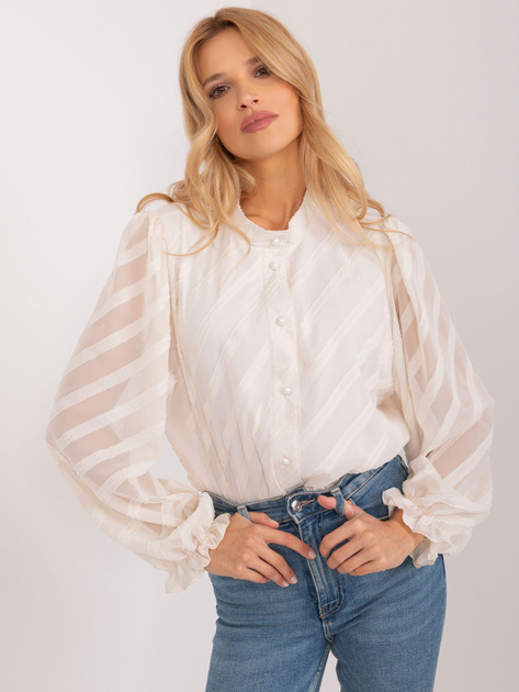 Hurt Jasnobeżowa klasyczna koszula z ozdobnym zapięciem