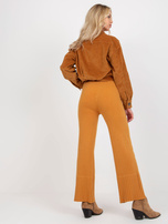 Hurt Ciemnożółte szerokie spodnie dzianinowe high waist 