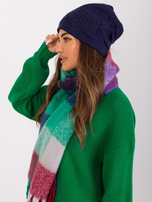 Hurt navy blue winter hat with application.
