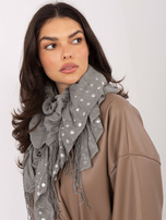 Szara damska chusta z frędzlami 
