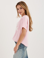 Jasnoróżowa bluzka z wypukłym napisem RUE PARIS 