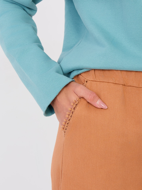 Ceglaste damskie jeansy wide leg