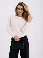 Ecru miękki sweter basic z długim rękawem