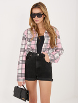 Jasnoróżowa rozpinana koszula w kratę