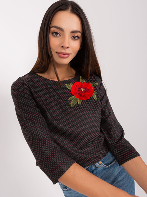 Hurt Czarna krótka bluzka wizytowa z rękawem 3/4